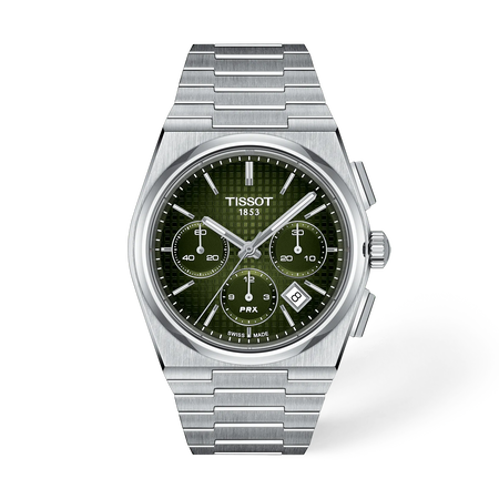 Front view of the watch Tissot PRX 42mm with shadow