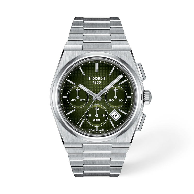 Vorderansicht der Uhr Tissot PRX 42mm mit Schatten