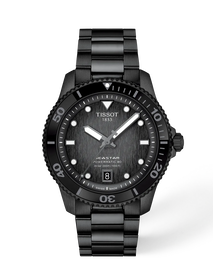 Front view of the watch Tissot Seastar 1000 40mm with shadow