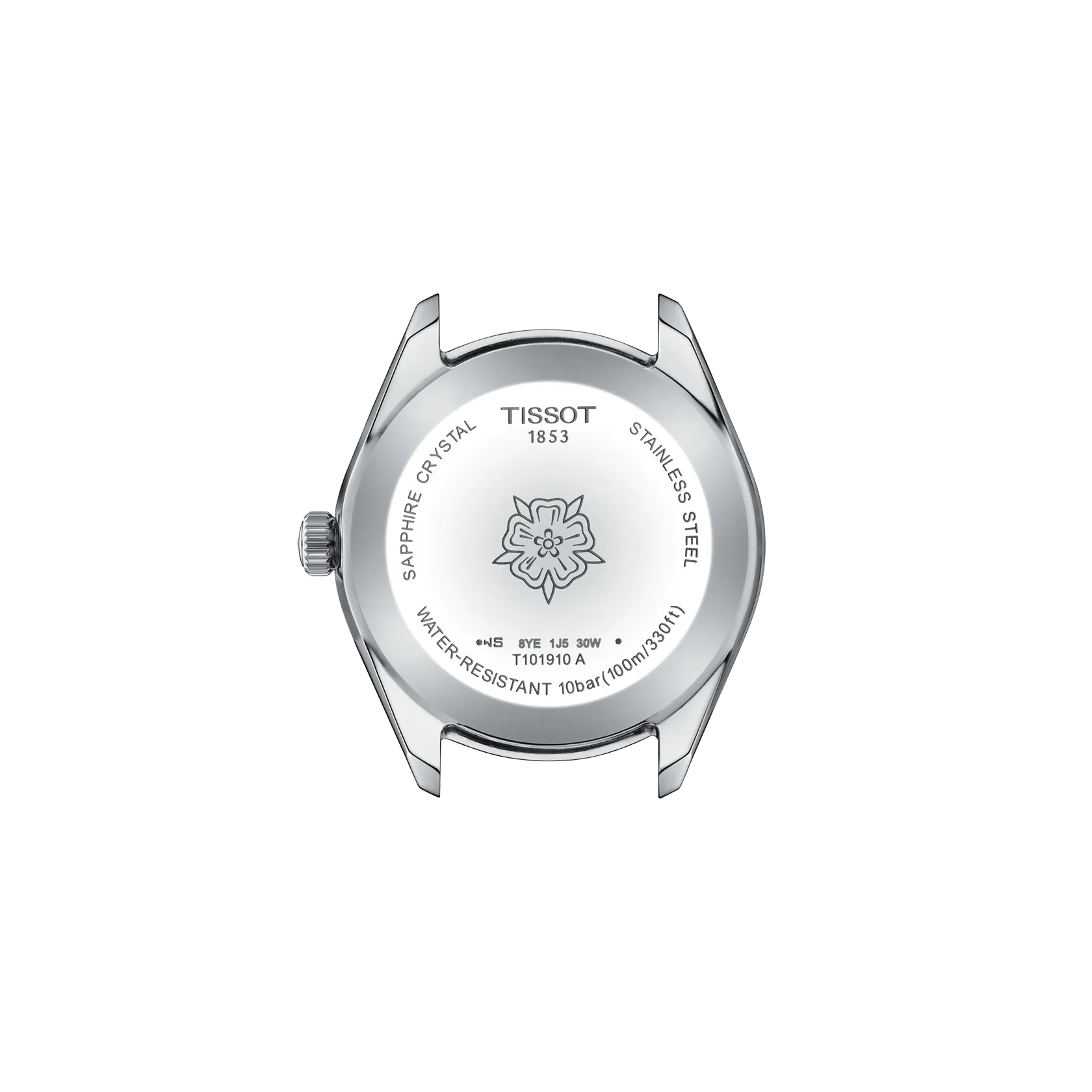 Back view of the watch case Tissot PR 100 Sport Chic 36mm