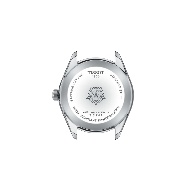 Back view of the watch case Tissot PR 100 Sport Chic 36mm
