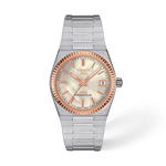 Front view of the watch Tissot PRX Gold 35mm with shadow