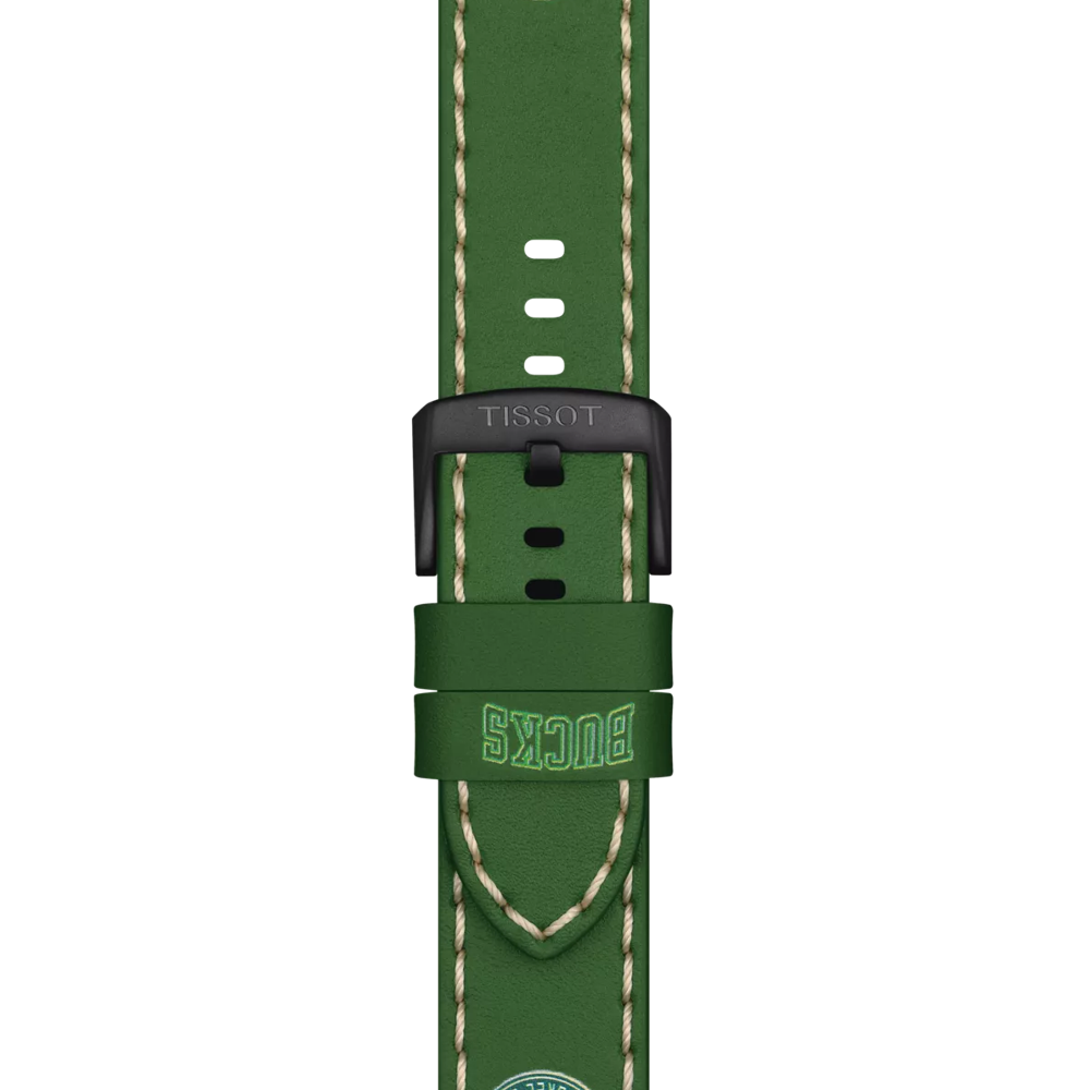 Zoom sur Bracelet Officiel Tissot Cuir Vert Entre-cornes 22 mm