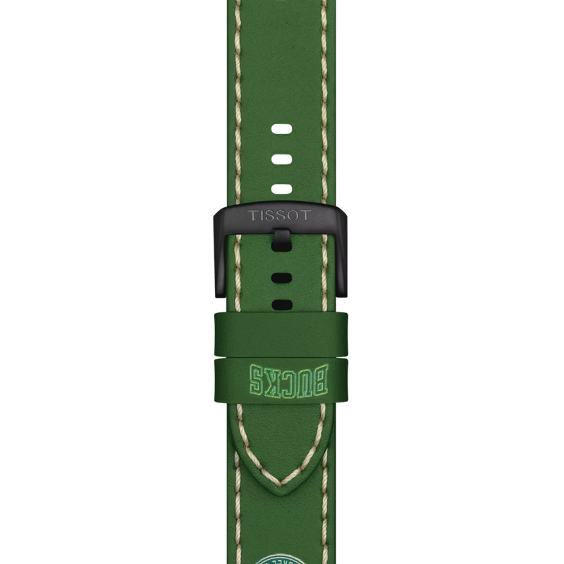 Zoom sur Bracelet Officiel Tissot Cuir Vert Entre-cornes 22 mm