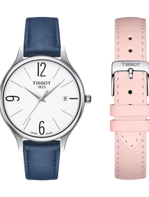 Front view of the watch Tissot Bella Ora Round with additional bracelet