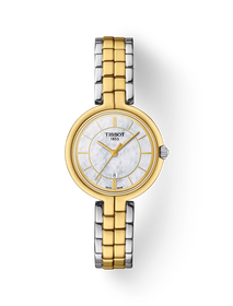 Vorderansicht der Uhr Tissot Flamingo mit Schatten