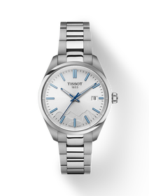 Front view of the watch Tissot PR 100 Jungfraubahn 34mm with shadow