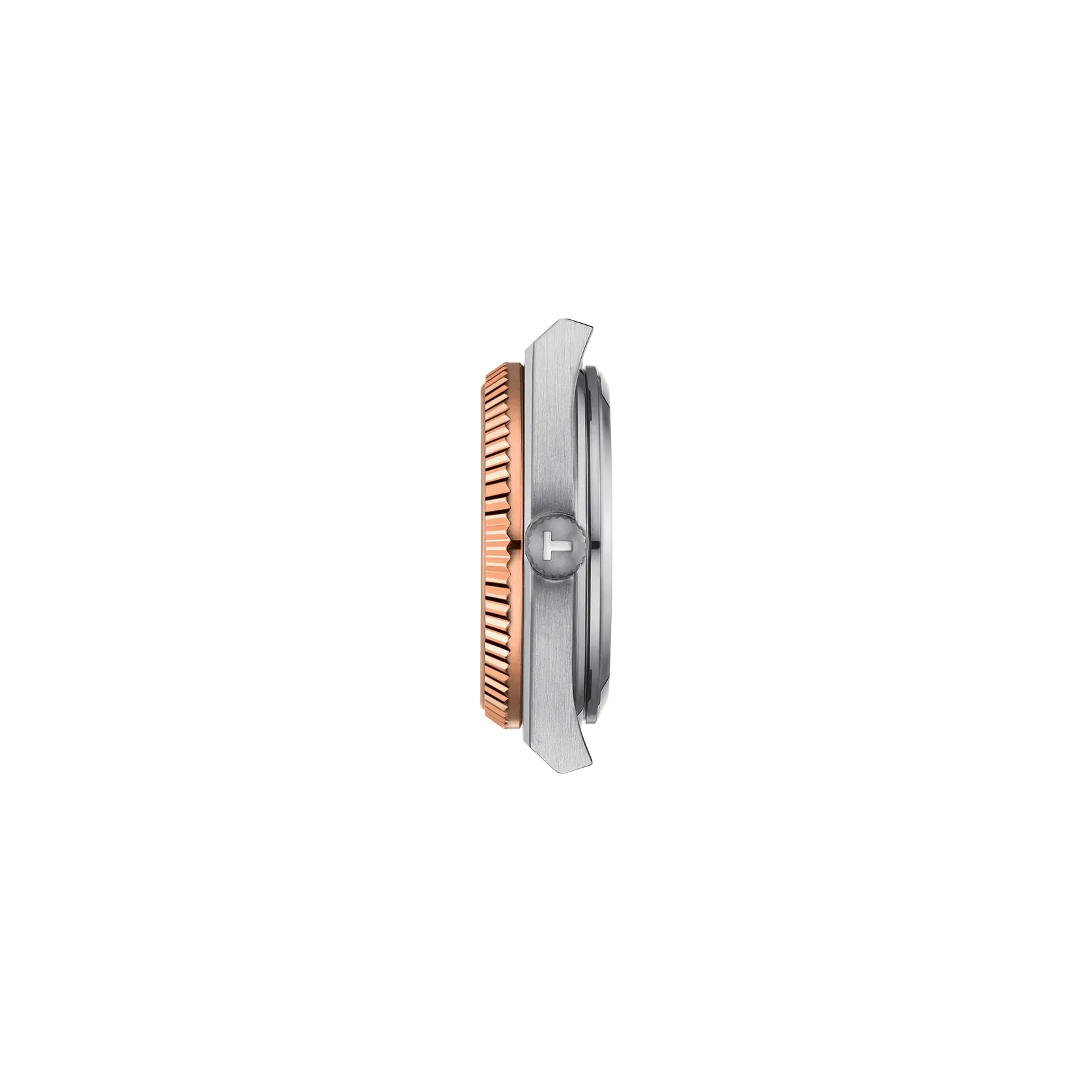 시계 케이스 프로필 보기 티쏘 PRX 파워매틱 80 35mm 스틸 & 18K 골드 베젤