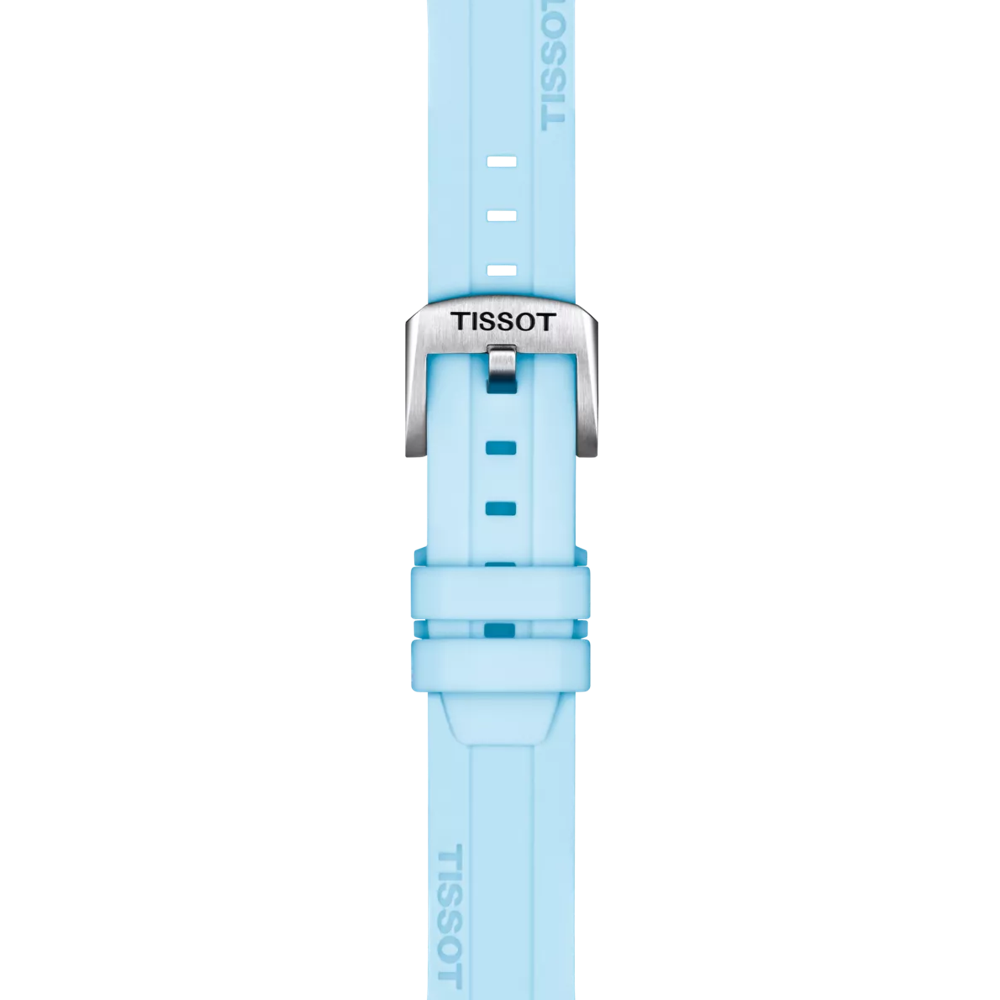 Zoom on 天梭蓝色硅胶表带
