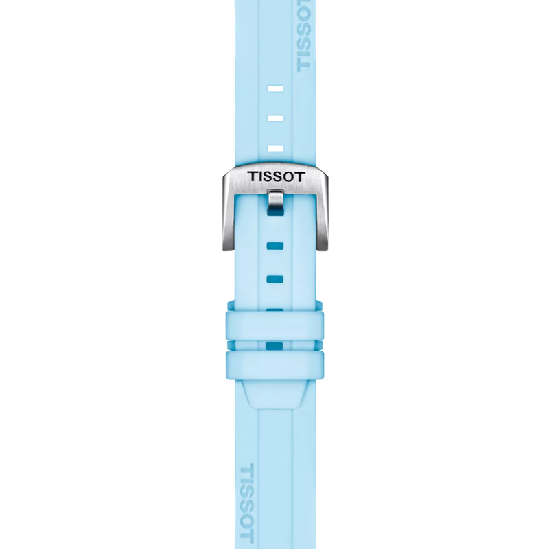 Zoom on 天梭蓝色硅胶表带