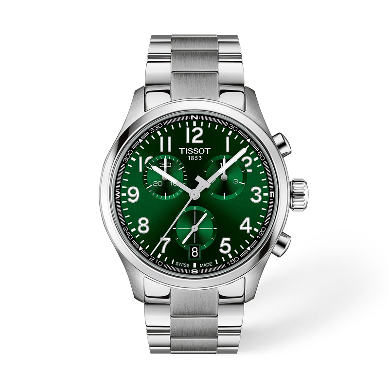 Front view of the watch Tissot Chrono L 42mm with shadow