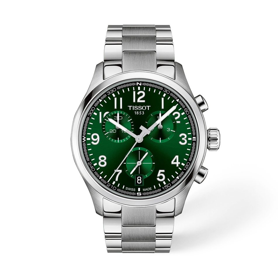 Vorderansicht der Uhr Tissot Chrono L 42mm mit Schatten