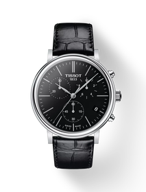 Front view of the watch Tissot Carson Premium Chronograph with shadow