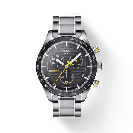 Front view of the watch Tissot PRS 516 Chronograph with shadow