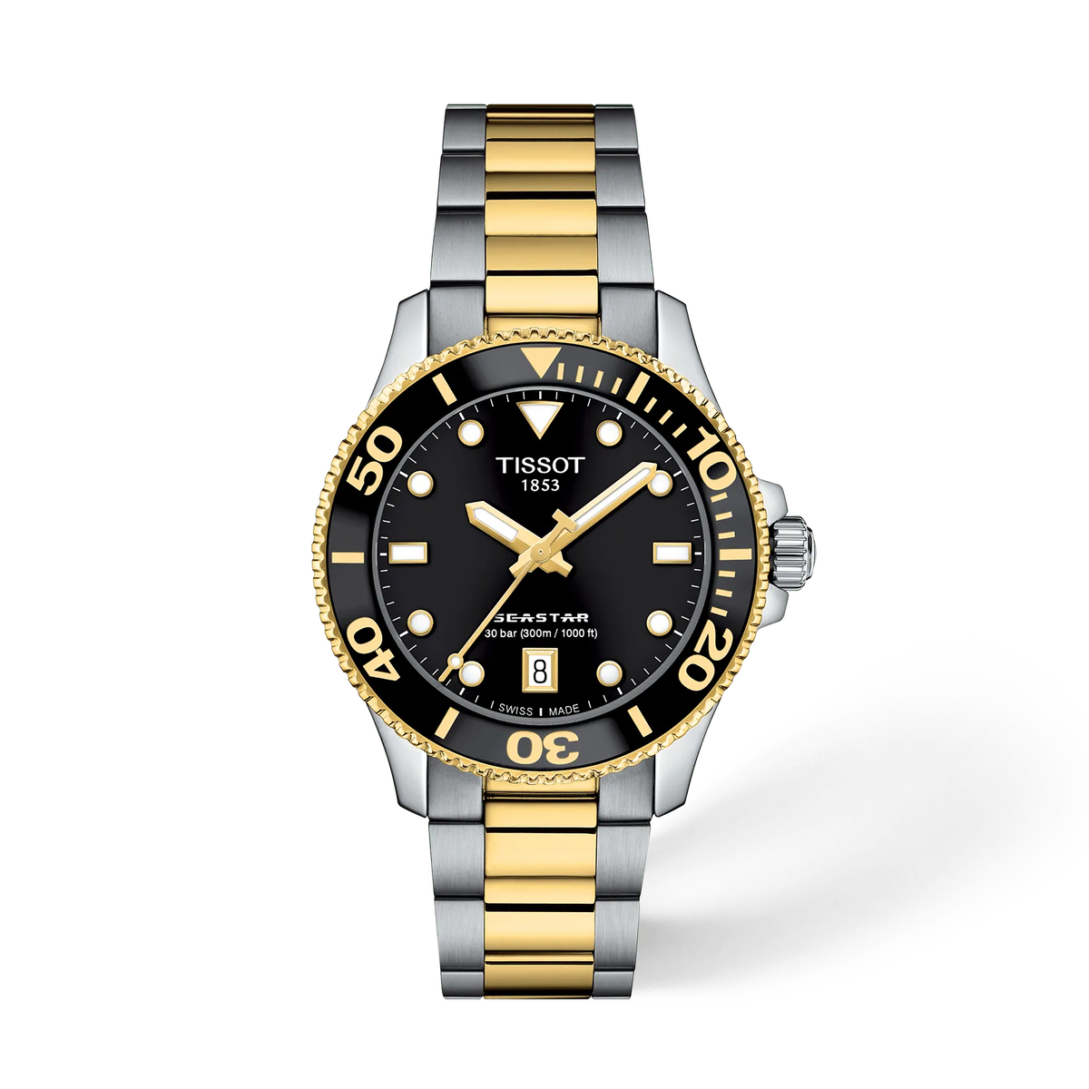 Женские часы Tissot Seastar 1000 36 мм, цвет: Чёрный / Серый