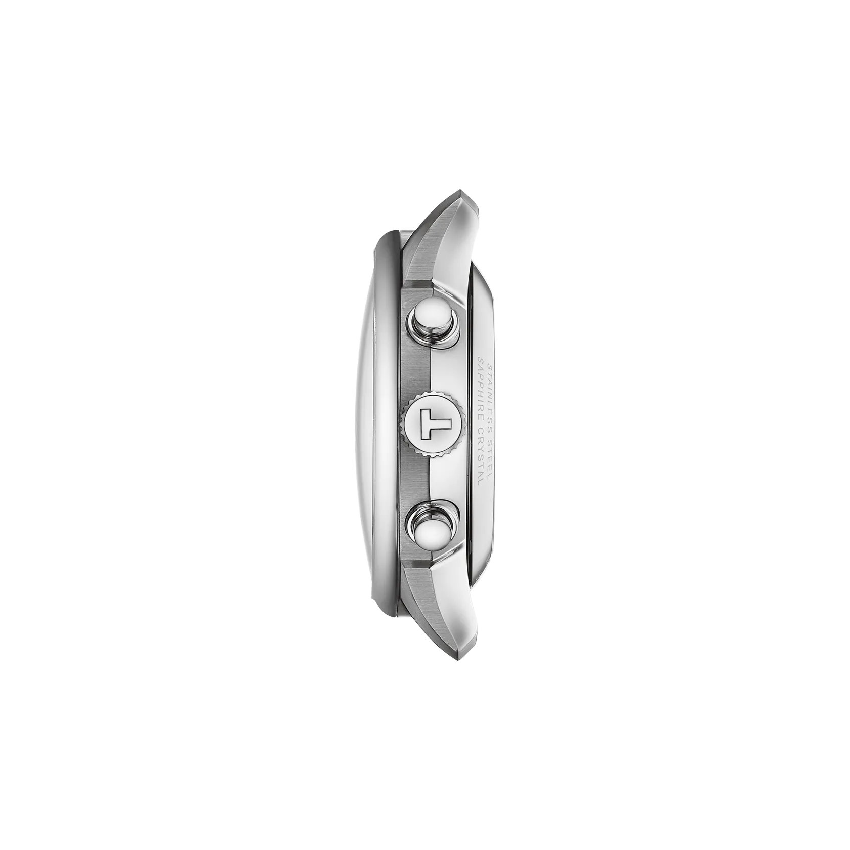 Profile view of the watch case Tissot Chemin Des Tourelles 42mm