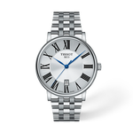 Front view of the watch Tissot Carson Premium 40mm with shadow