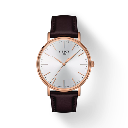 Front view of the watch Tissot Everytime 40mm with shadow