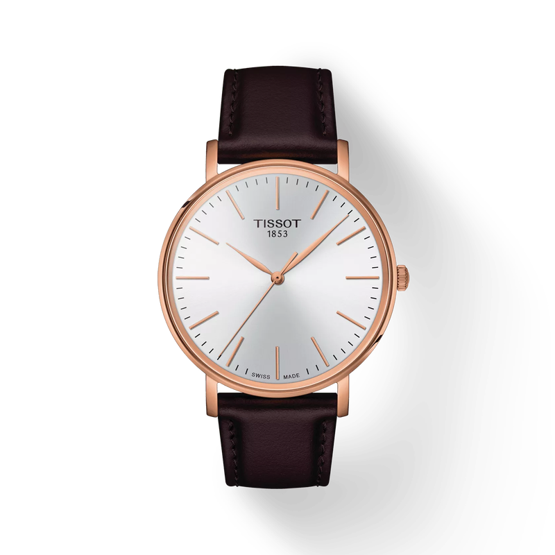 Front view of the watch Tissot Everytime 40mm with shadow