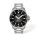 Vue de face de la montre Tissot Seastar 2000 44mm avec ombre