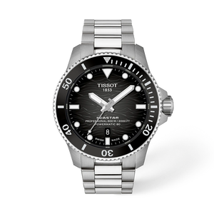 Front view of the watch Tissot Seastar 2000 Professional 44mm with shadow