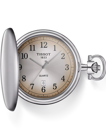 Front view of the watch Tissot Savonnette 48.5mm with shadow