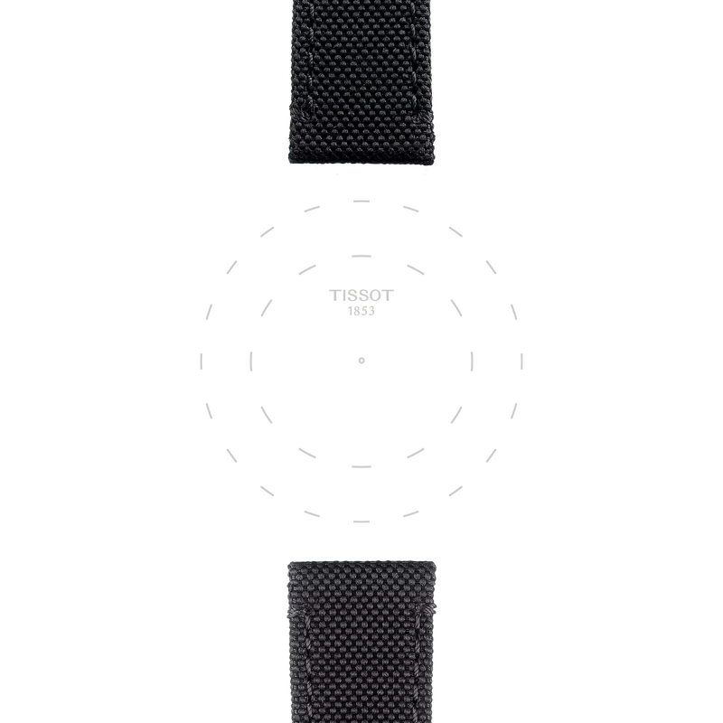 Focus on the lugs of Tissot Official Black Fabric Strap Lugs 21 mm