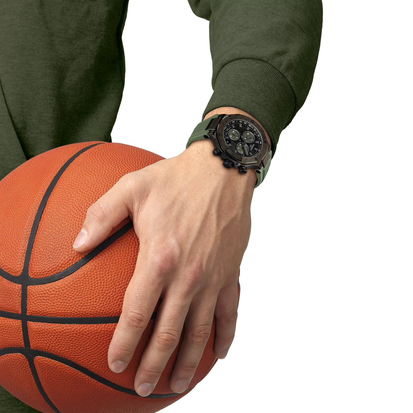 Simulation of the watch Tissot T-Race 45mm on a wrist