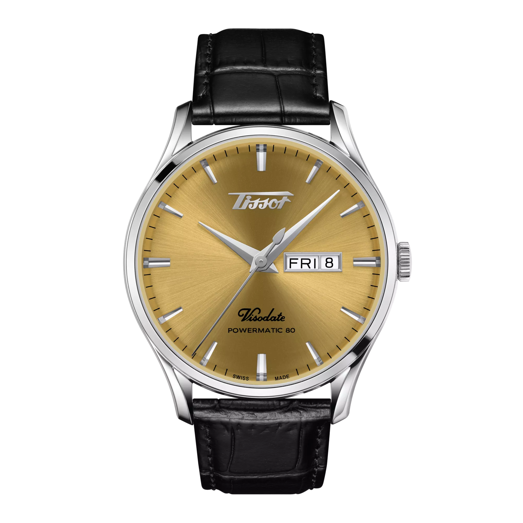 Front view of the watch Tissot Heritage Visodate Powermatic 80