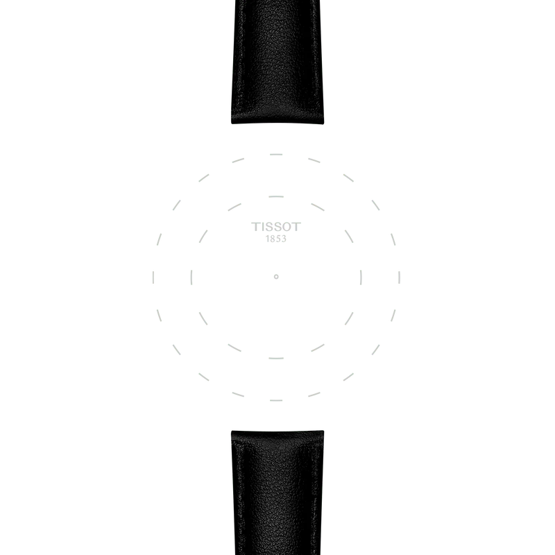 Focus on the lugs of Tissot Official Black Synthetic Strap Lugs 18 mm