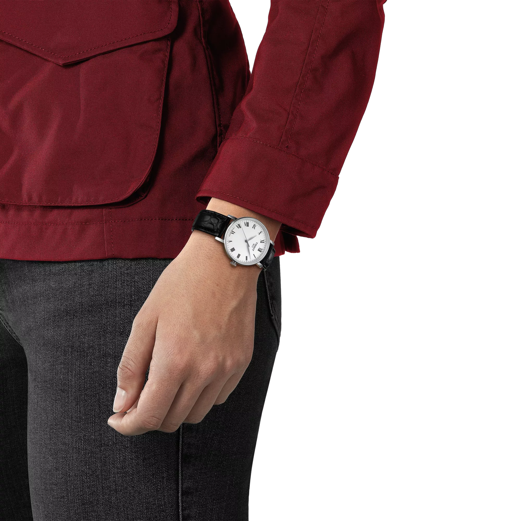 Simulation of the watch Tissot Everytime 34mm on a wrist