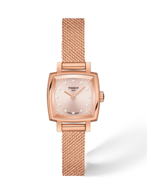 Vista frontal del reloj Tissot Lovely Square 20x20mm con sombra
