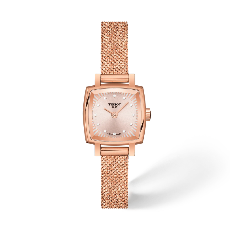 Front view of the watch Tissot Lovely Square 20x20mm with shadow