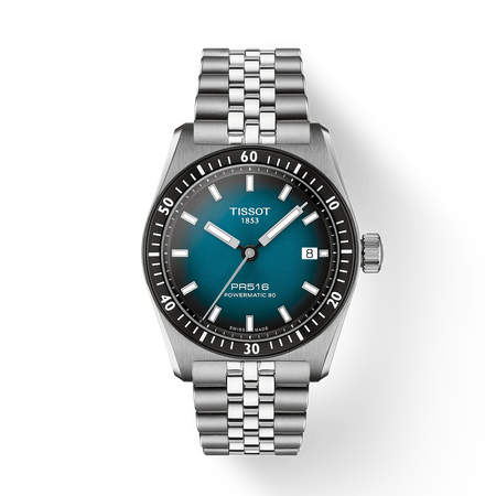 Front view of the watch Tissot PR516 38mm with shadow