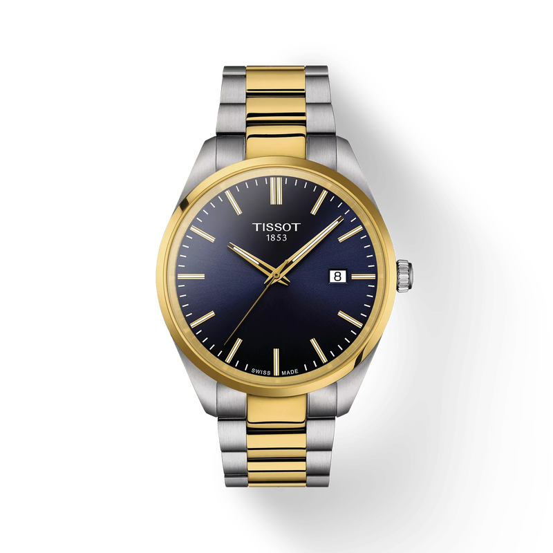 Front view of the watch Tissot PR 100 40mm with shadow