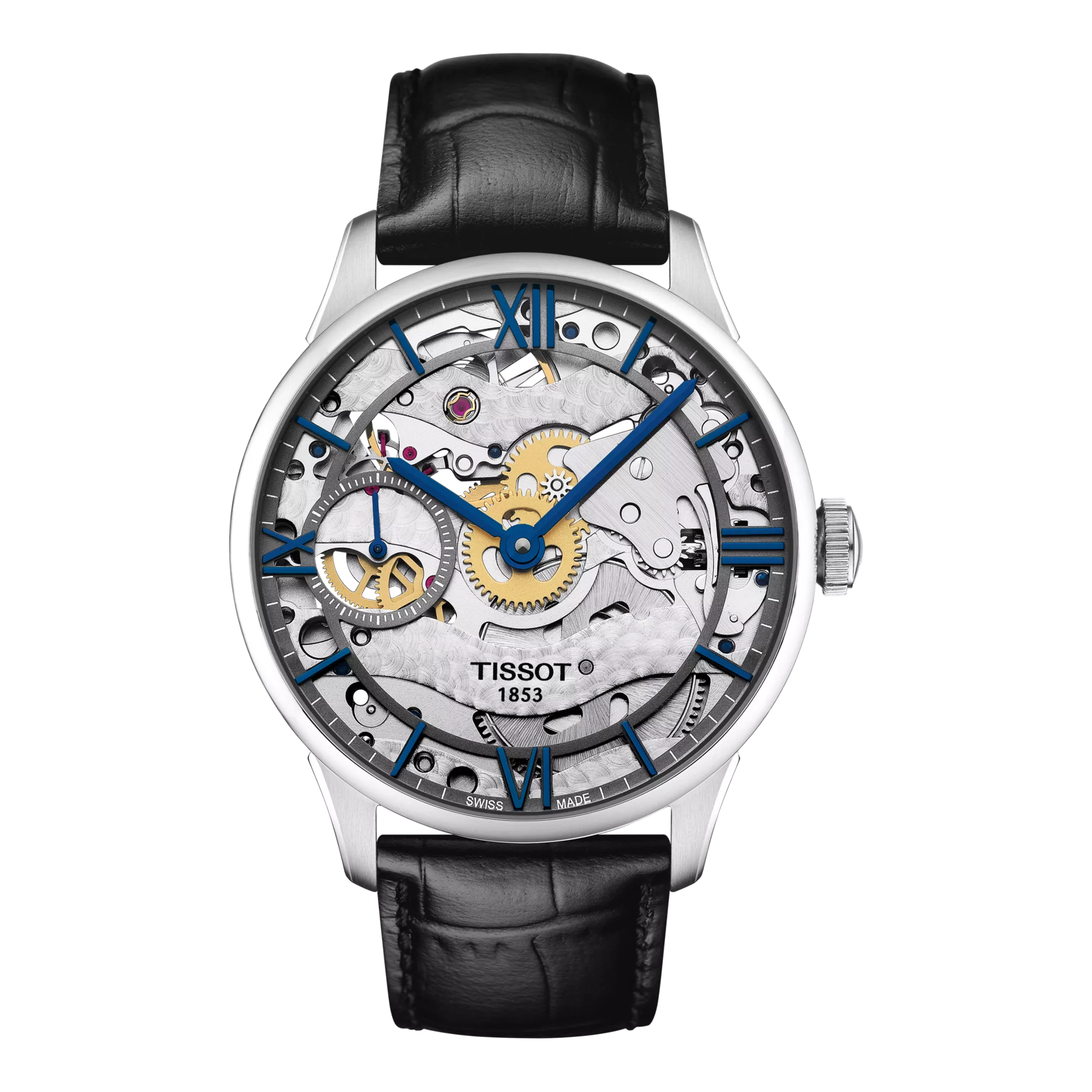 Front view of the watch Tissot Chemin des Tourelles Squelette Mechanical