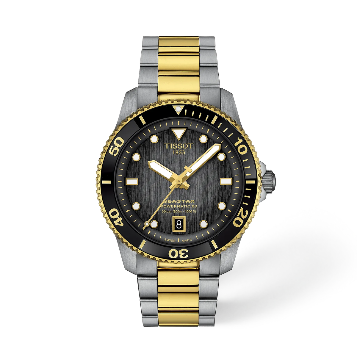 Механические часы Tissot Seastar 1000 40 мм Automatic, цвет: Чёрный / Серый