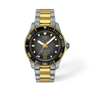 Front view of the watch Tissot Seastar 1000 40mm with shadow