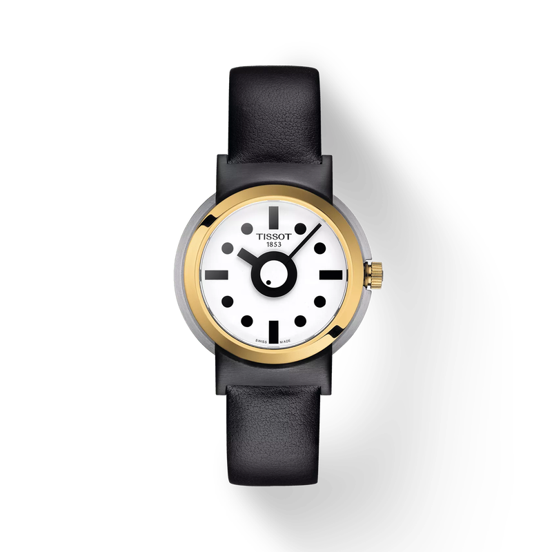 Front view of the watch Tissot Heritage Memphis Lady with shadow
