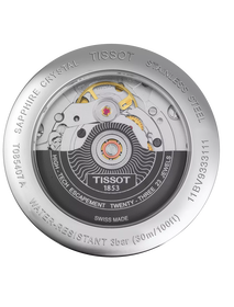 มุมมองด้านหลังของตัวเรือนนาฬิกา Tissot Carson Powermatic 80