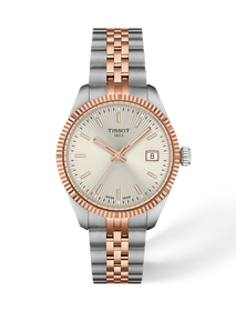 Vista frontal del reloj Tissot Ballade 34mm con sombra