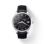 Front view of the watch Tissot Tradition GMT with shadow