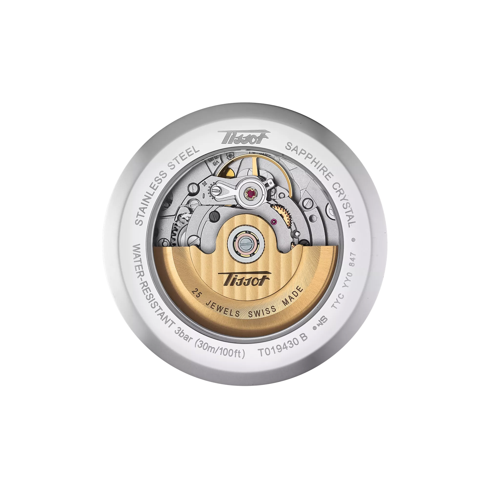 Back view of the watch case Tissot Heritage Visodate Automatic