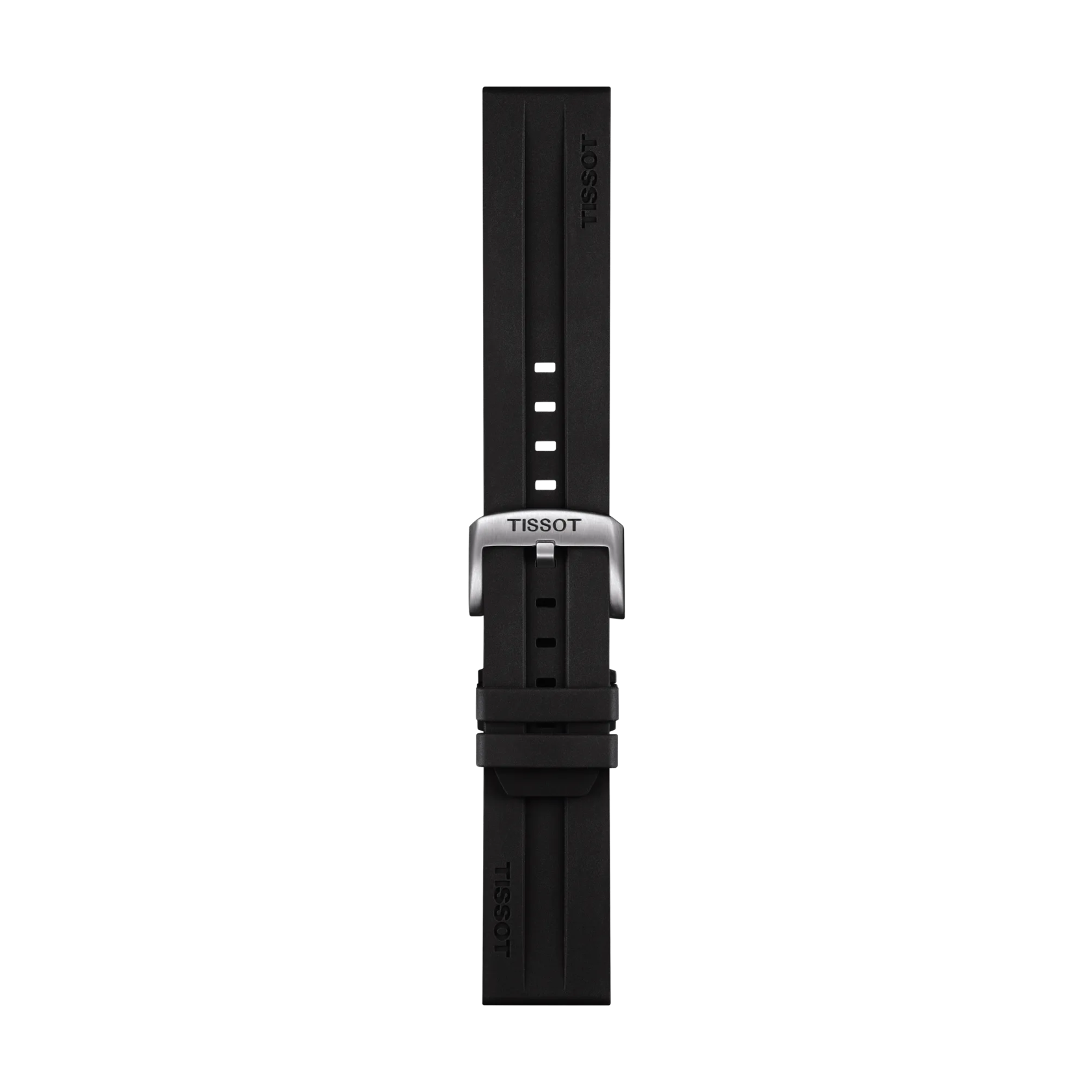 티쏘 공식 블랙 러버 스트랩 러그 22 mm 의 전면 뷰