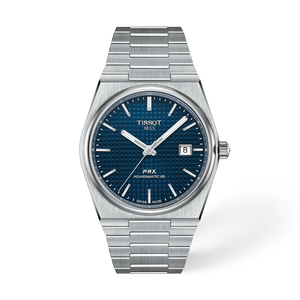 Vorderansicht der Uhr Tissot PRX 40mm mit Schatten