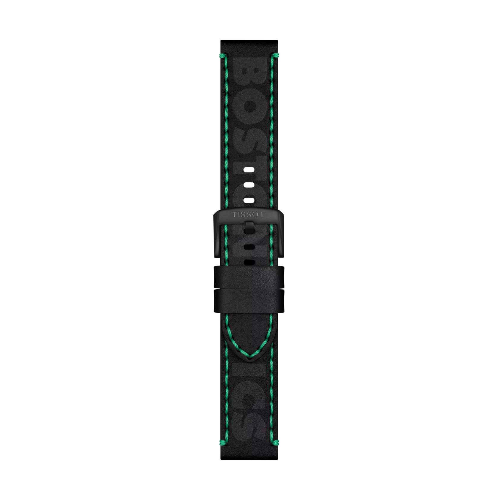 Vue de face de Bracelet Officiel Tissot Cuir Noir Entre-cornes 22 mm