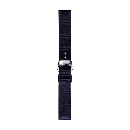 Front view of Tissot Official Blue Leather Strap Lugs 19 mm