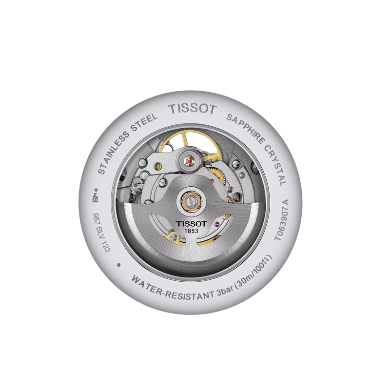 Back view of the watch case Tissot Tradition Powermatic 80 Open Heart