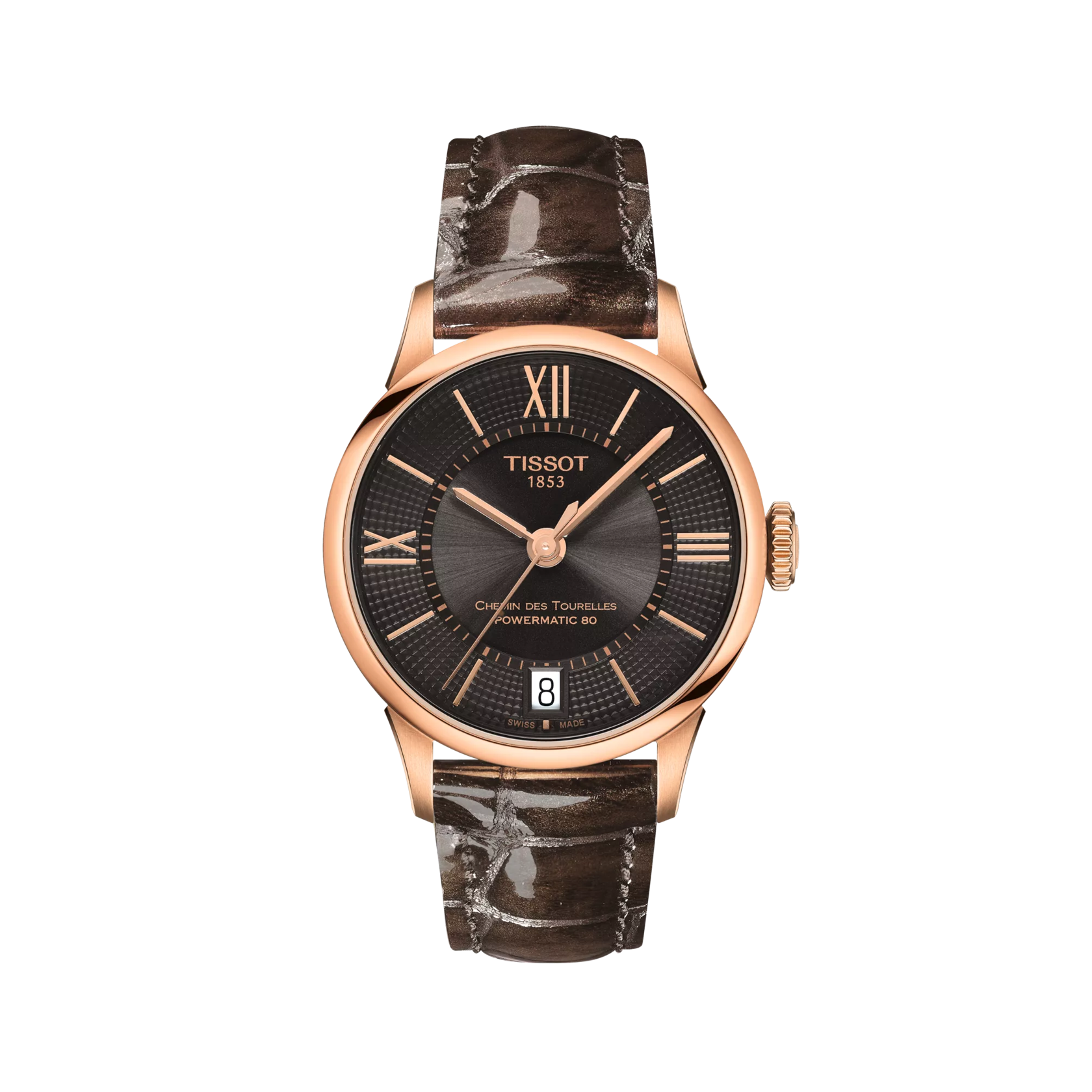 มุมมองด้านหน้าของนาฬิกา Tissot Chemin des Tourelles Powermatic 80 Lady