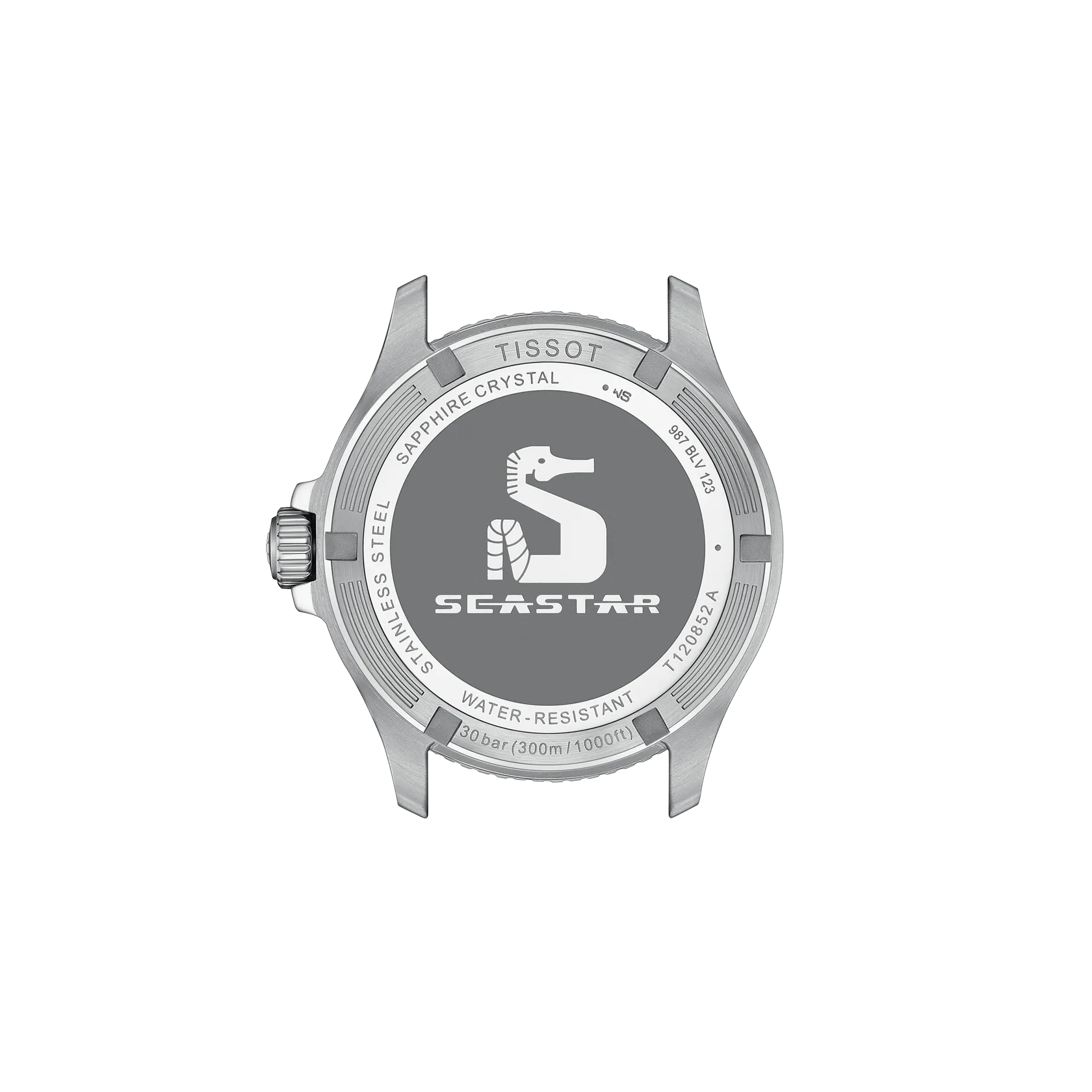 Back view of the watch case Tissot Seastar 1000 GMT 40mm